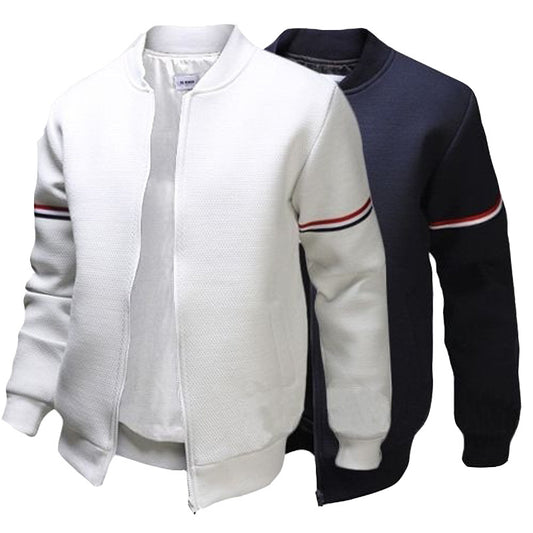 Men's sporty zip jacket with structured surface and contrast stripes Skorter