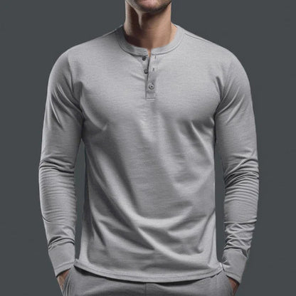 Men's Long Sleeve Shirt with Button Placket made of Comfortable Cotton Blend Skorter