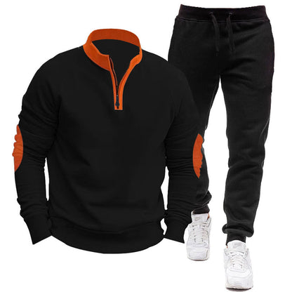 Men's sporty hoodie and jogging suit set with contrasting sleeve accents Skorter