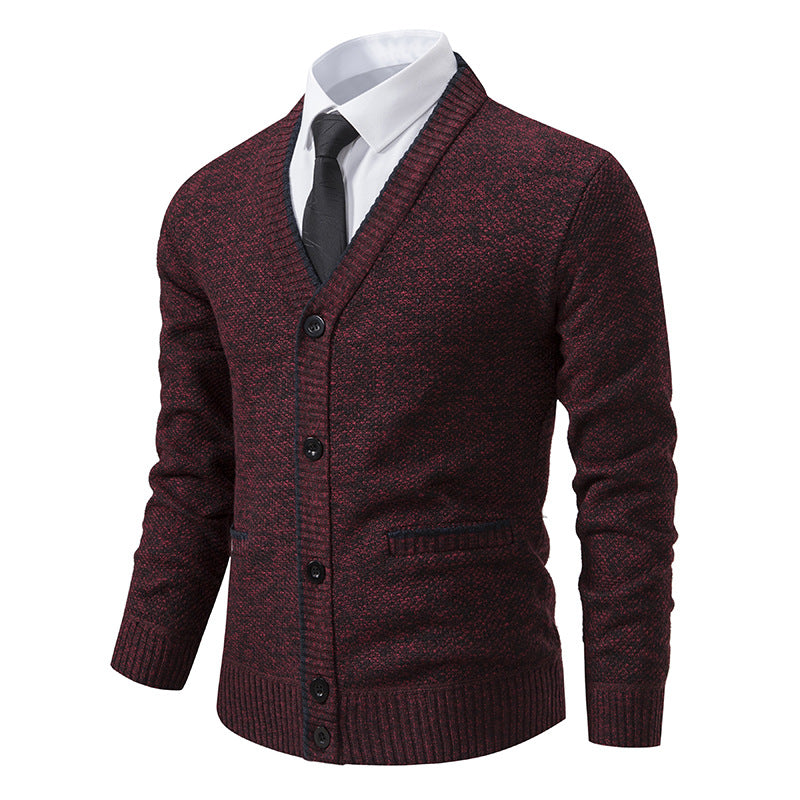 Men's cardigan with V-neck and elegant details Skorter