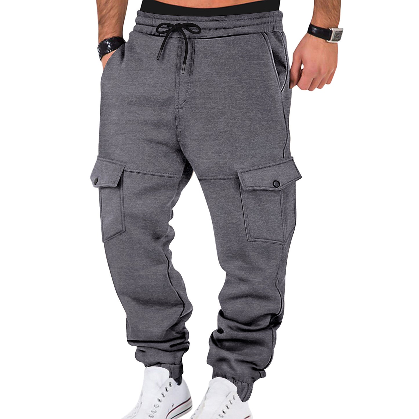 Men's cargo joggers with expanded pockets and elastic waistband Skorter
