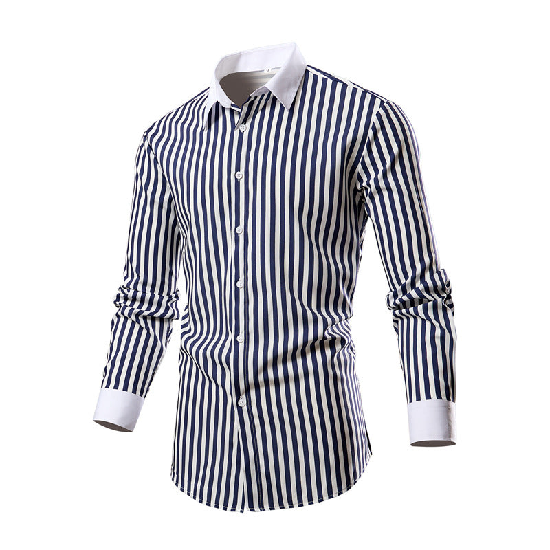 Men's long-sleeve shirt with a stylish striped pattern Skorter