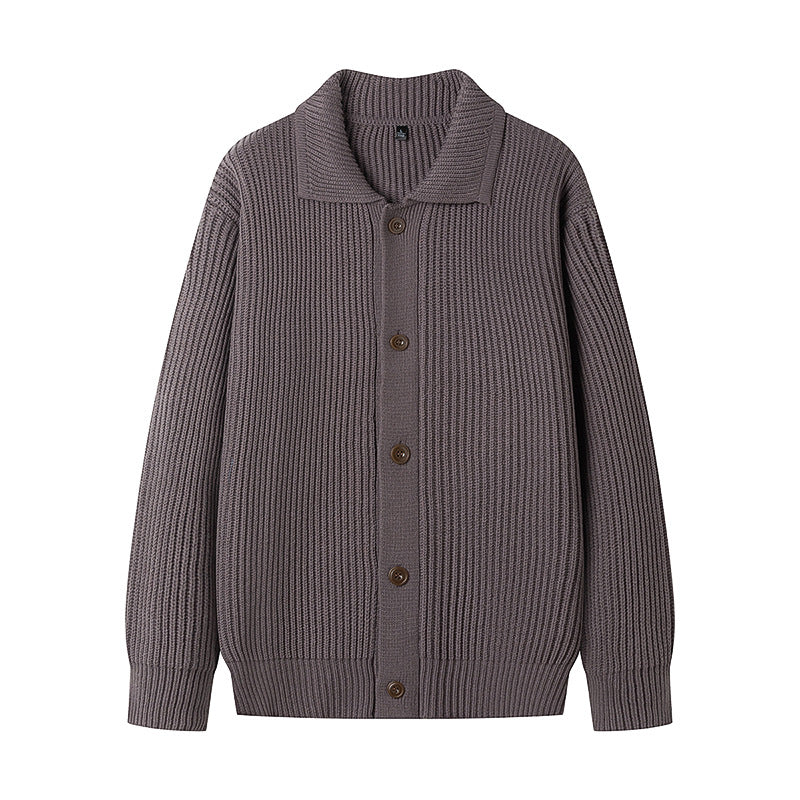 Men's Cardigan with Comfortable Button Placket and Modern Rib Design Skorter