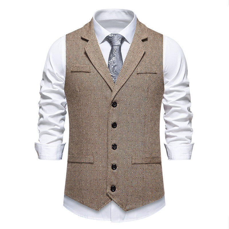 Men's suit vest in elegant herringbone pattern with practical pockets Skorter