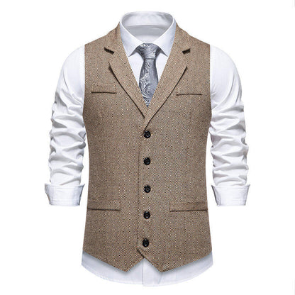 Men's suit vest in elegant herringbone pattern with practical pockets Skorter