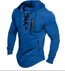 Men's stylish hoodie with unique lacing design Skorter