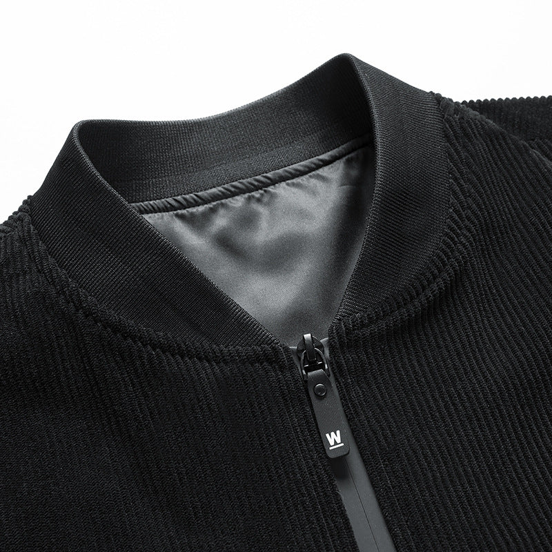 Herrbomberjacka med randig manchester och trendigt tryck Skorter