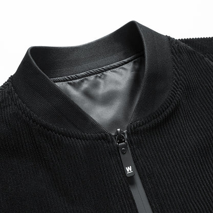 Herrbomberjacka med randig manchester och trendigt tryck Skorter