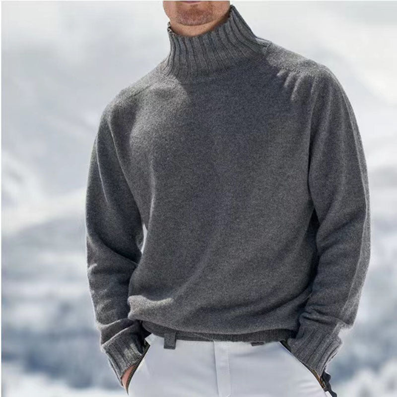 Men's turtleneck sweater made of high-quality wool with textured details Skorter