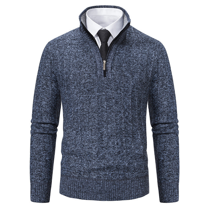 Men's stylish knitted sweater with zipper and high collar Skorter