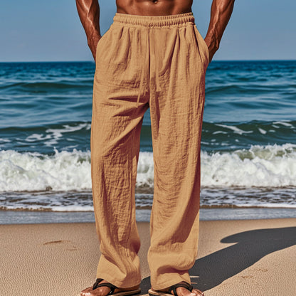 Men's airy beach pants with elastic waistband and practical side pockets Skorter