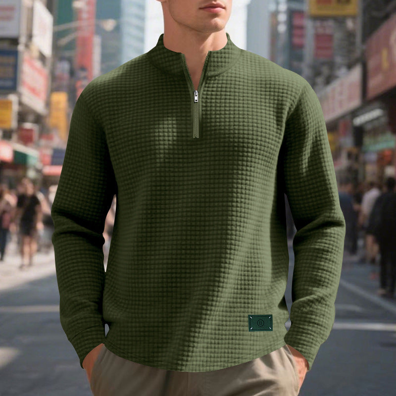 Men's sweater with textured design and high-collar Skorter