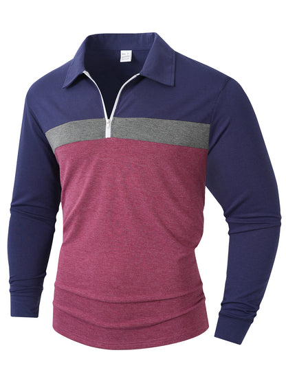 Men's Sporty Long Sleeve Shirt with Zipper Skorter