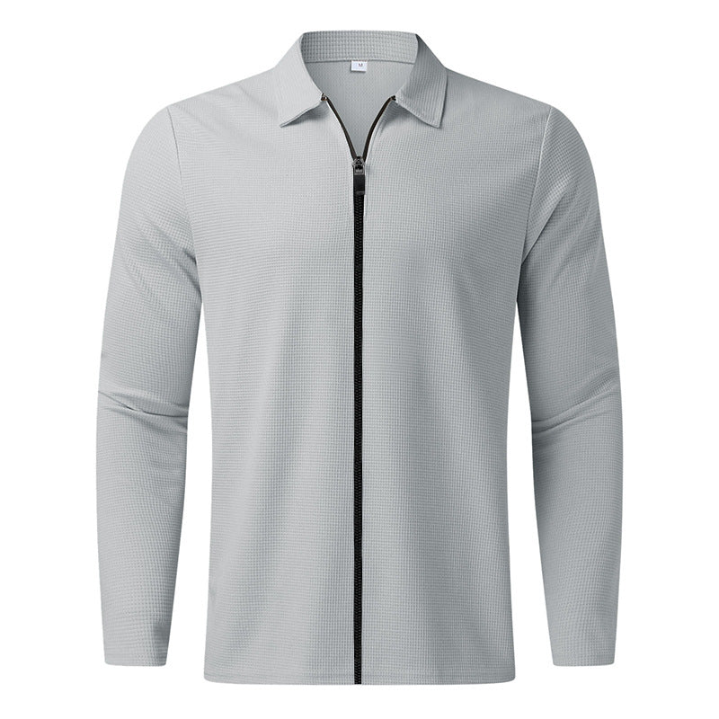 Men's sporty long sleeve T-shirt with zipper and breathable textured design Skorter