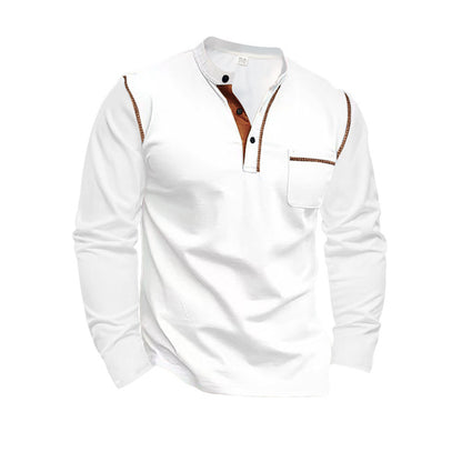 Men's long-sleeved shirt with fashionable collar and practical breast pocket Skorter