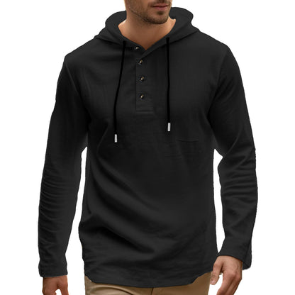 Men's sporty hoodie made of breathable material with button placket Skorter