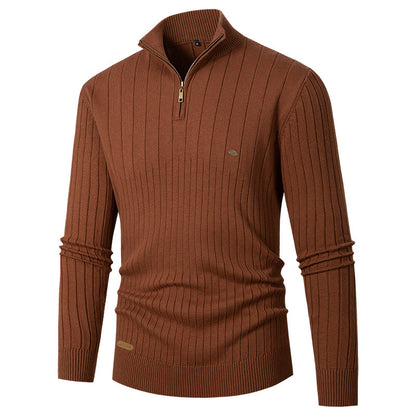Men's sweater with stand-up collar and fine knit Skorter