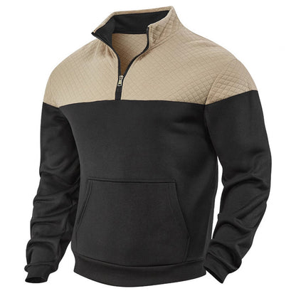 Men's sporty stand-up collar pullover with zipper and textured upper material Skorter