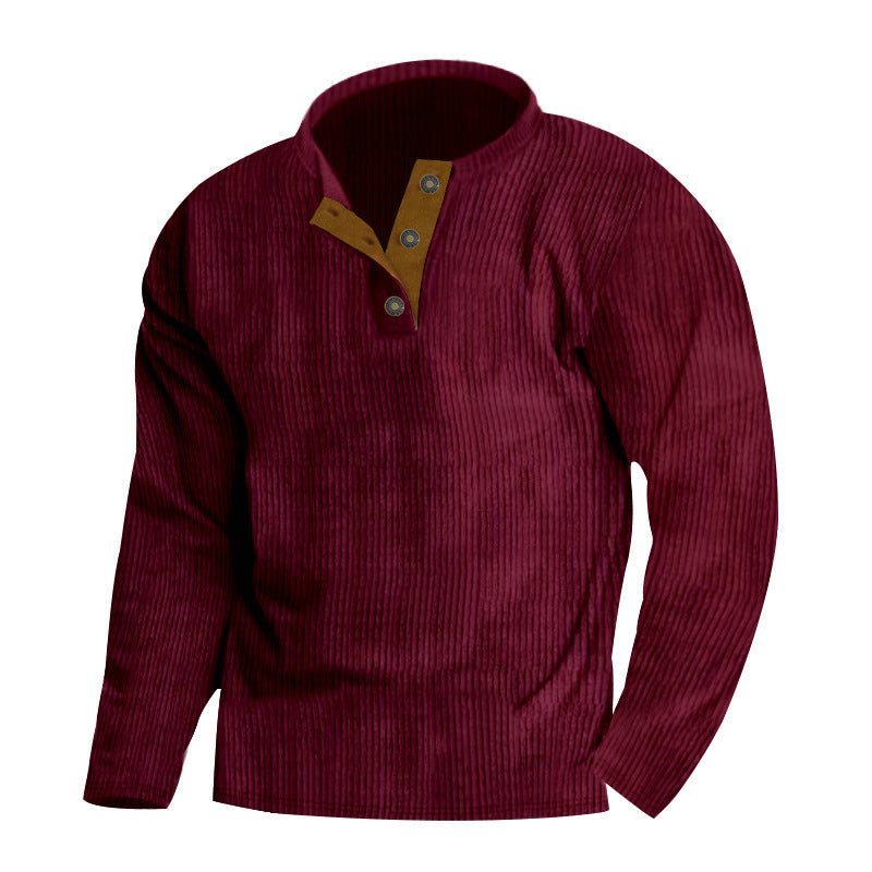 Men's sweater with textured surface and button placket detail Skorter