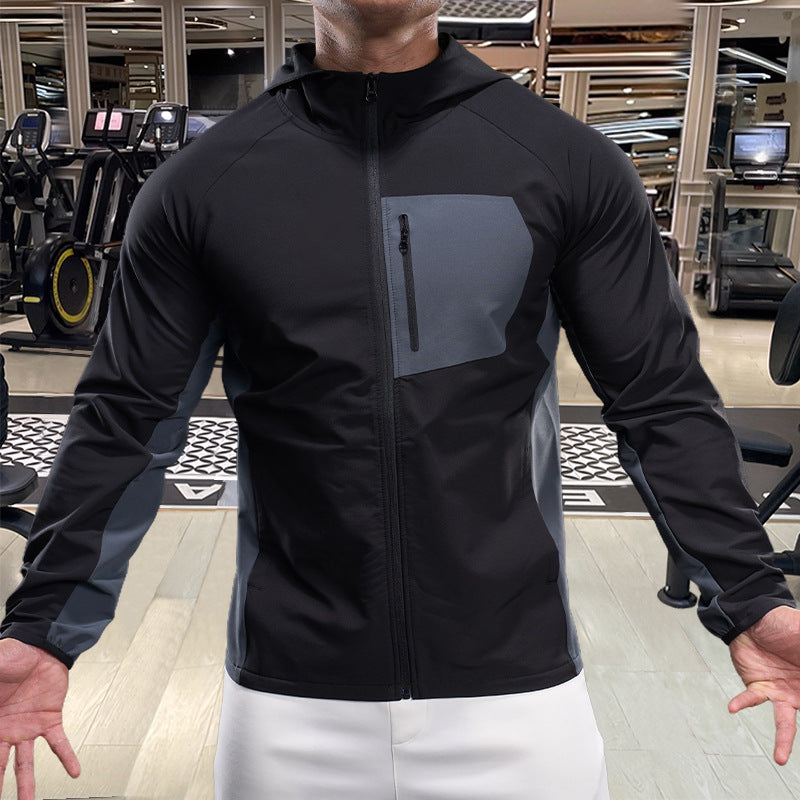 Andningsbar sportjacka för män med praktiska dragkedjefickor Skorter