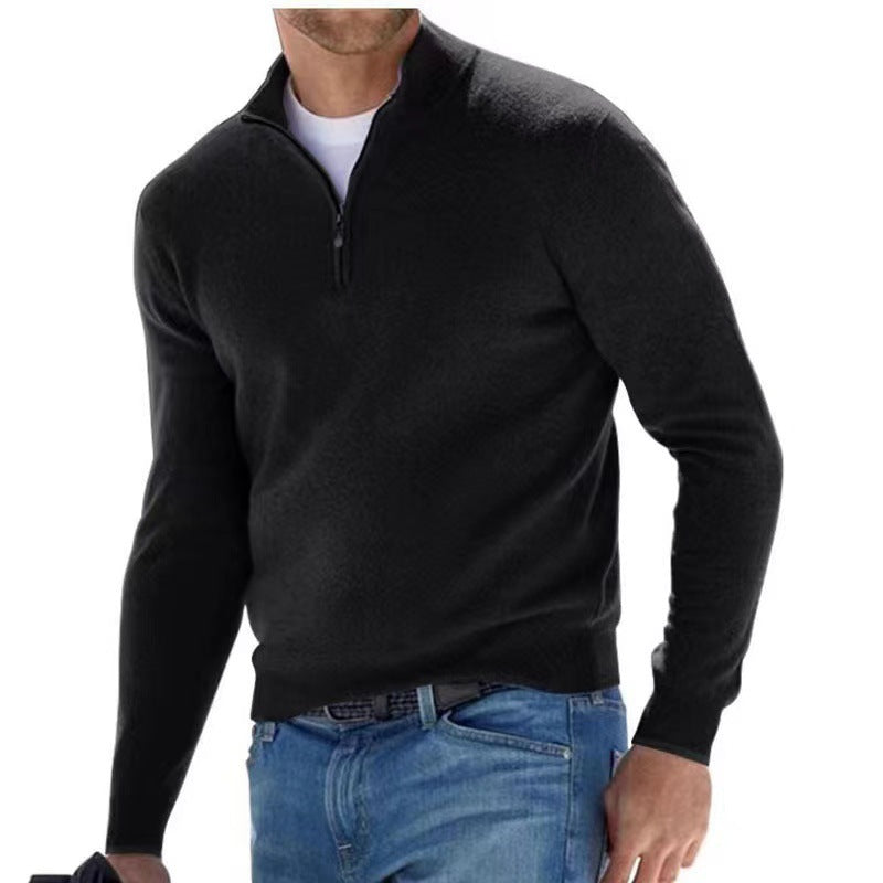 Men's elegant pullover with high collar and fine ribbed design Skorter