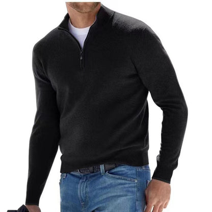 Men's elegant pullover with high collar and fine ribbed design Skorter
