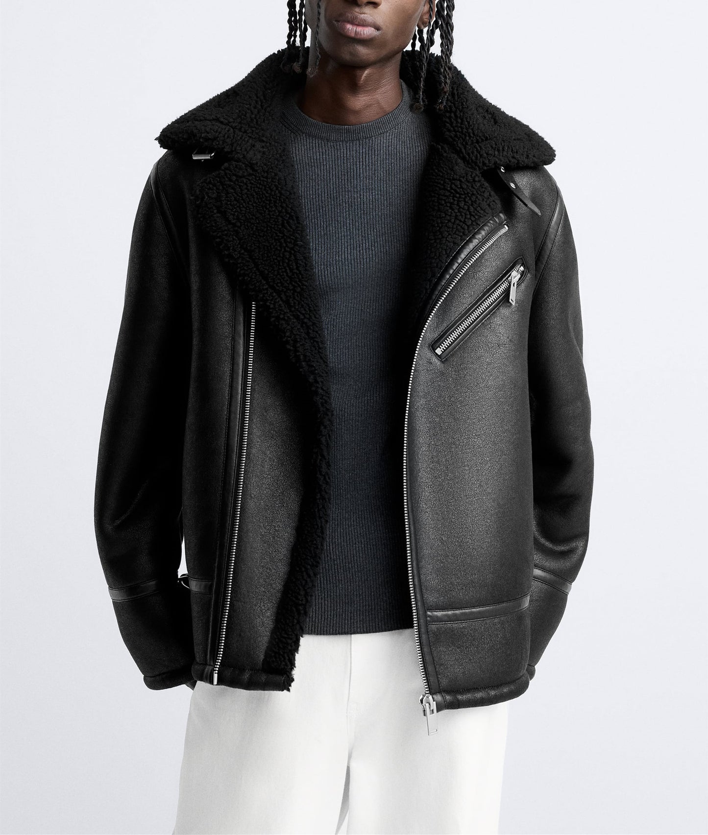 Men's cult biker jacket with soft lining and triple adjustable collar Skorter