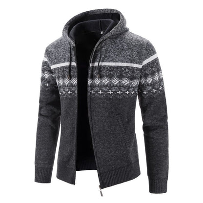 Men's cardigan with modern Norwegian pattern and high collar Skorter