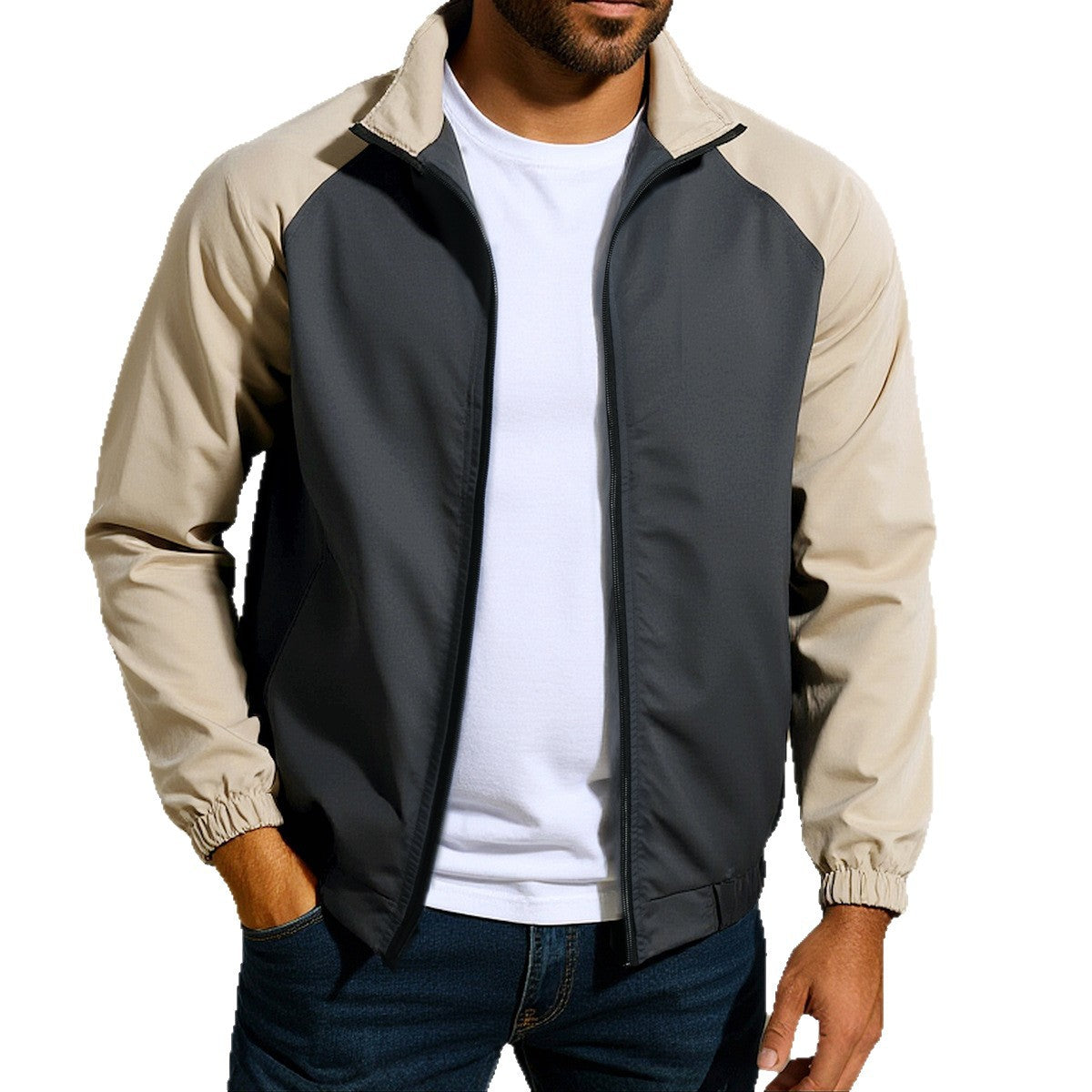 Men's sporty transitional jacket made of tear-resistant material and elastic cuffs Skorter