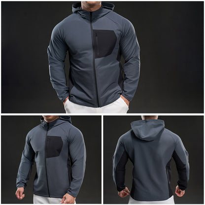 Andningsbar sportjacka för män med praktiska dragkedjefickor Skorter