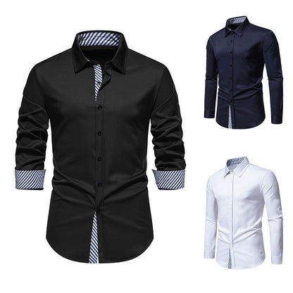 Men's Long Sleeve Shirt with Modern Contrast Design Skorter