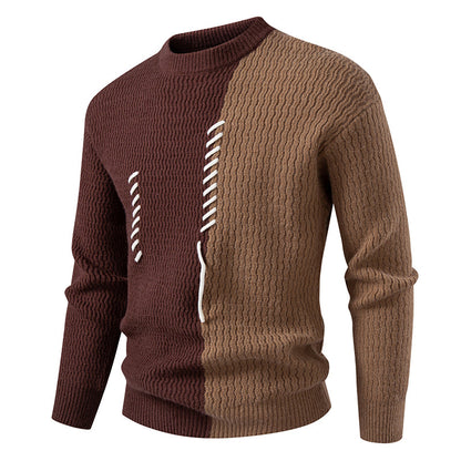 Men's chunky knit sweater with asymmetric pattern and decorative detail Skorter