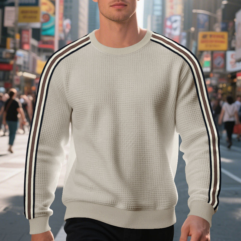 Men's sporty sweatshirt with textured surface and modern stripes Skorter