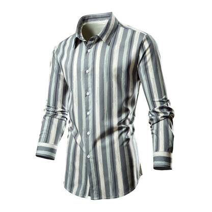 Men's long-sleeve shirt with a stylish striped pattern Skorter