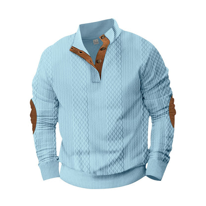 Men's stylish knit sweater with modern button design and textured fabric Skorter