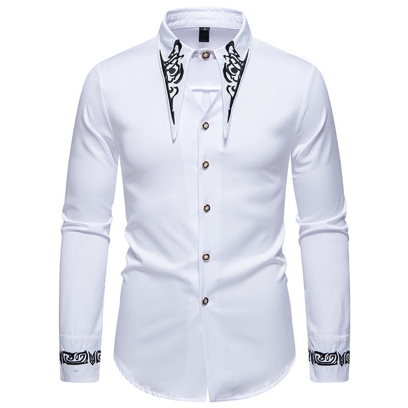 Men's Long Sleeve Shirt with Ornamental Accents Skorter