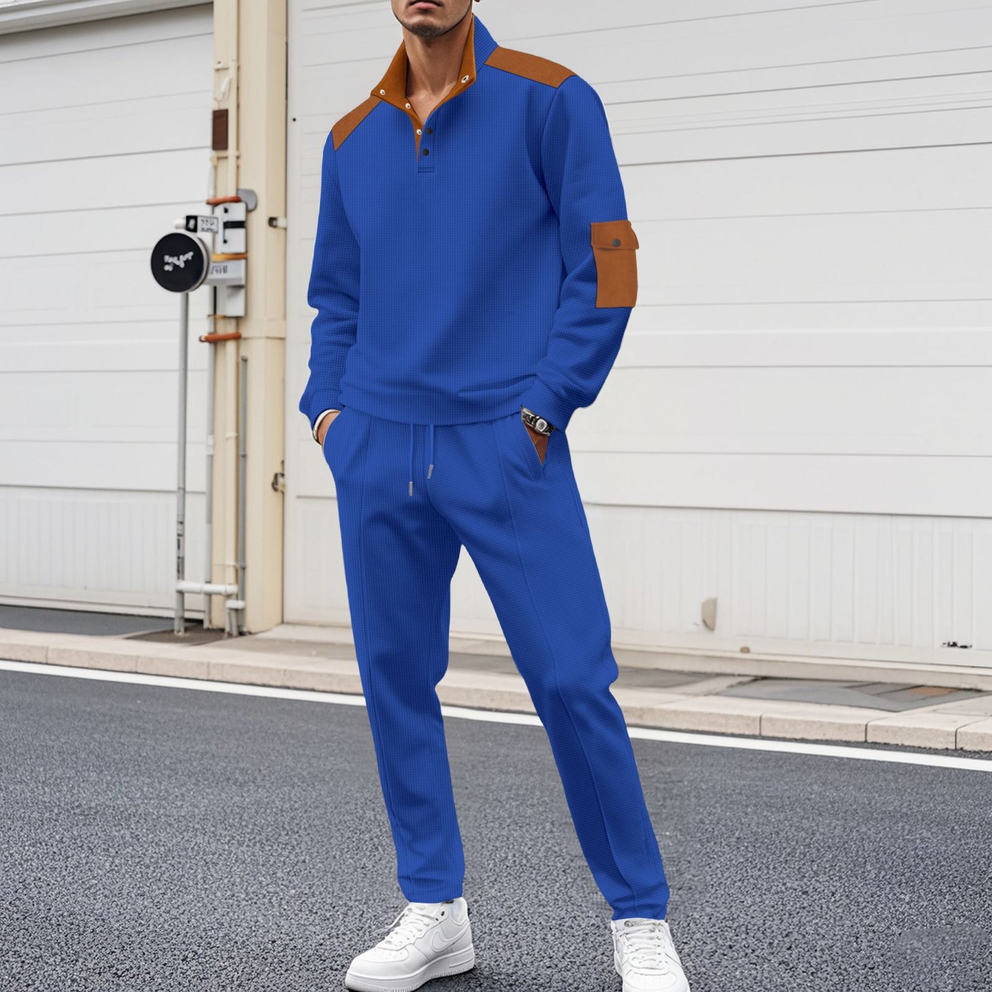 Men's Sporty Zip Set with Fashionable Accents and Structured Processing Skorter