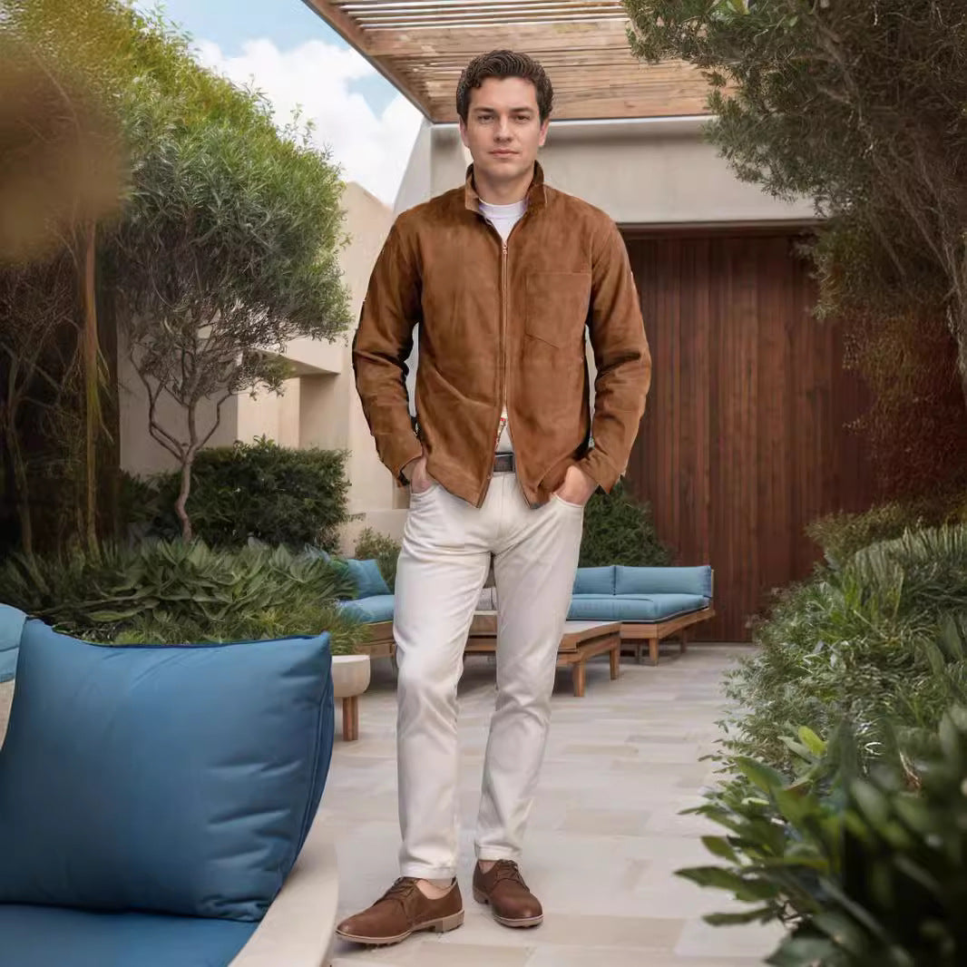 Men's suede jacket in minimalist design Skorter