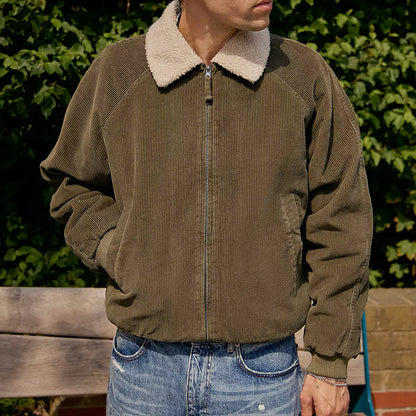 Men's stylish cord jacket with removable sherpa collar Skorter