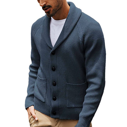 Men's cardigan with textured design and practical shawl collar Skorter