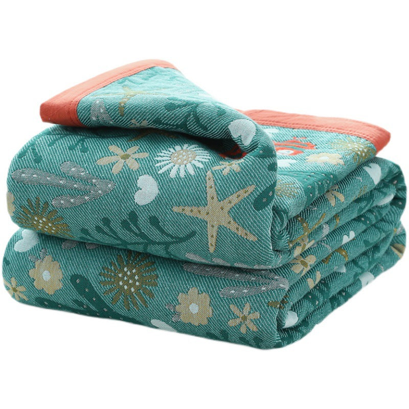 Skorter | Five-layer gauze towel blanket plaid pure cotton double single thick fleece blanket four seasons