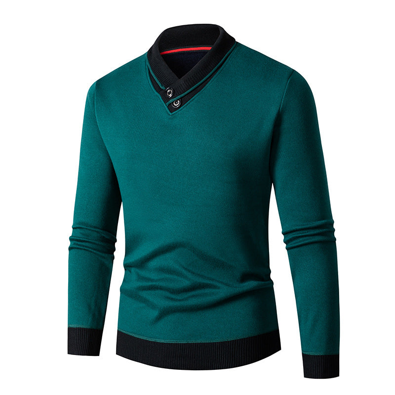 Men's sweater with modern shawl collar and button details Skorter