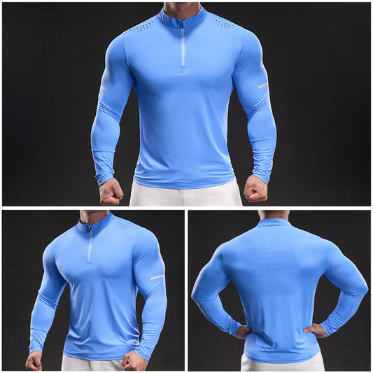 Herrskjorta med lång ärm och ståkrage, andningsbar, kortärmad