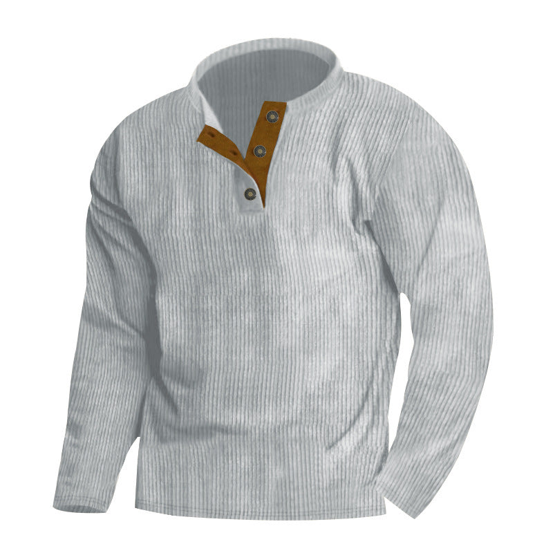 Men's sweater with textured surface and button placket detail Skorter