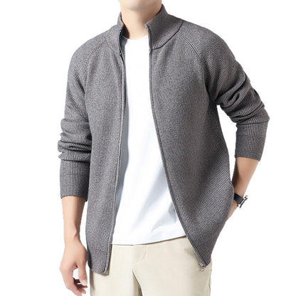 Men's Cardigan with High Collar and Full Zip Skorter