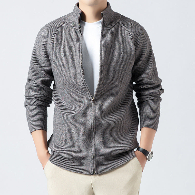 Men's Cardigan with High Collar and Full Zip Skorter