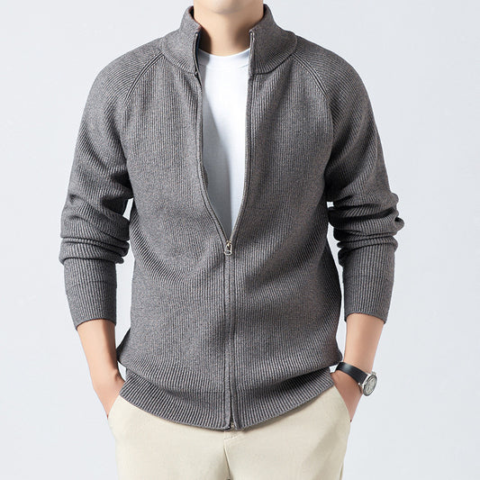 Men's Cardigan with High Collar and Full Zip Skorter