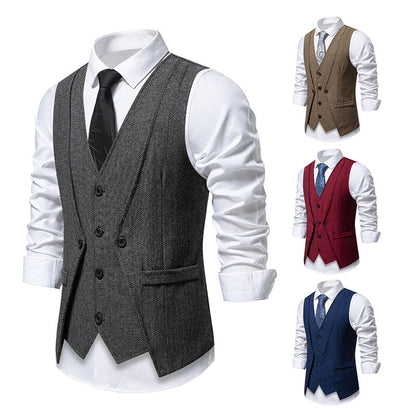 Men's suit vest in elegant herringbone design with practical pockets Skorter