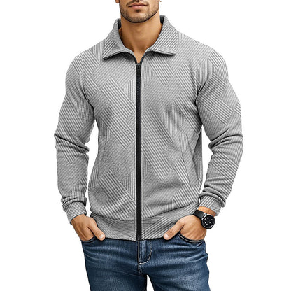 Herrkardigan med texturerad design och sportig krage Skorter