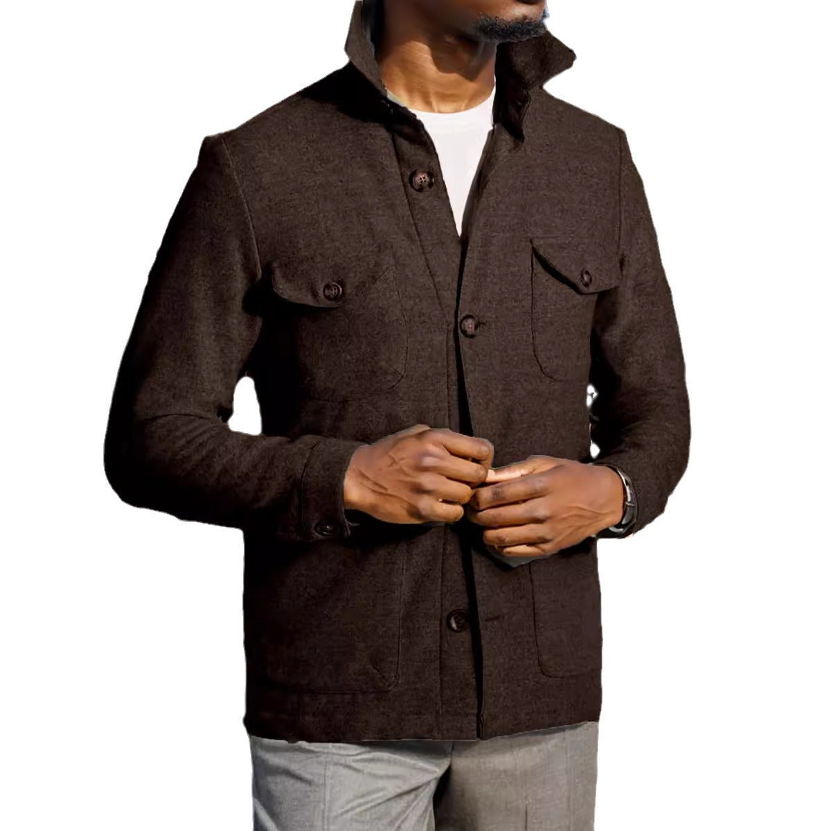 Men's timeless utility jacket with practical pockets and stand-up collar Skorter